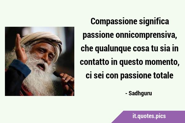 Compassione significa passione onnicomprensiva, che qualunque cosa tu sia in contatto in questo …