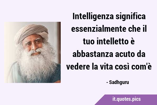 Intelligenza significa essenzialmente che il tuo intelletto è abbastanza acuto da vedere la vita …