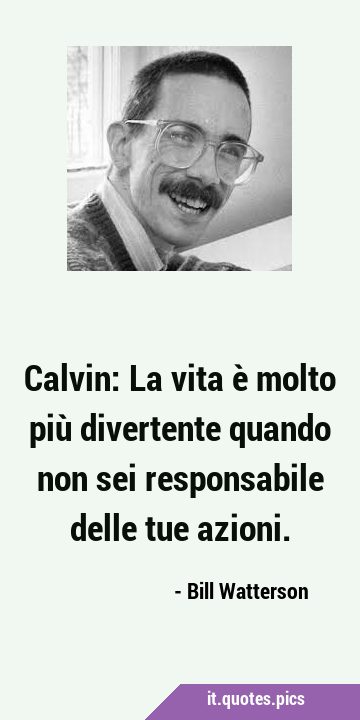 Calvin: La vita è molto più divertente quando non sei responsabile delle tue …